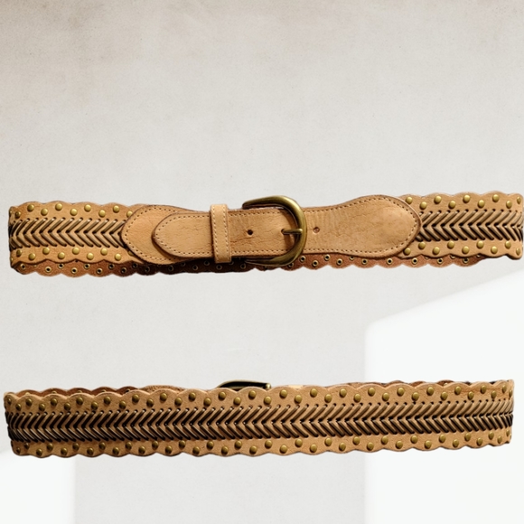 ANOTHER LINE | Vintage Tan Leather Belt Sz.M - Picture 2 of 7